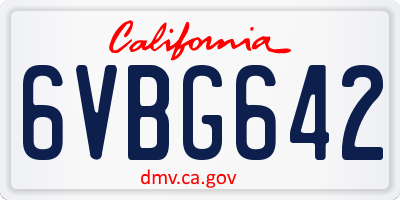CA license plate 6VBG642