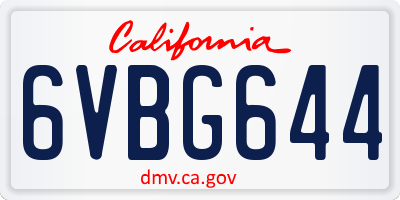 CA license plate 6VBG644