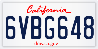 CA license plate 6VBG648