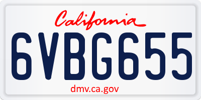 CA license plate 6VBG655
