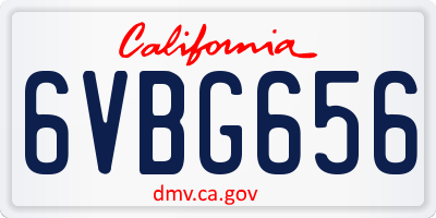 CA license plate 6VBG656