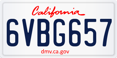 CA license plate 6VBG657