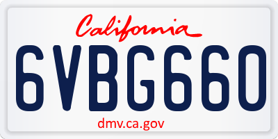 CA license plate 6VBG660