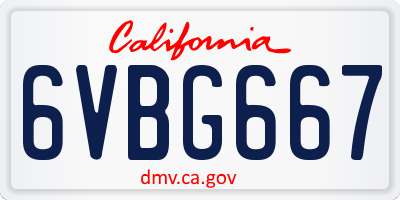 CA license plate 6VBG667