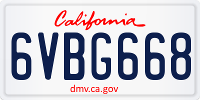 CA license plate 6VBG668