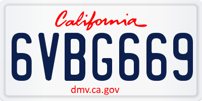 CA license plate 6VBG669