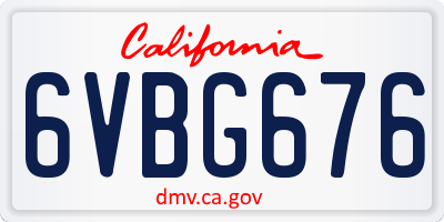 CA license plate 6VBG676