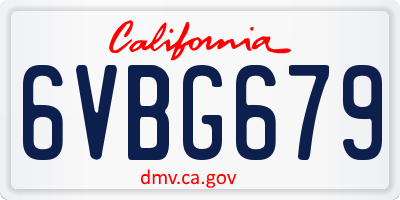 CA license plate 6VBG679