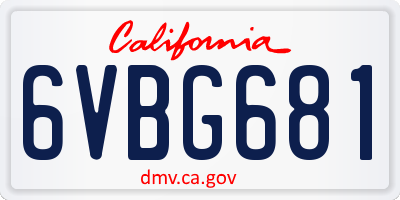 CA license plate 6VBG681