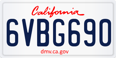 CA license plate 6VBG690