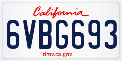 CA license plate 6VBG693