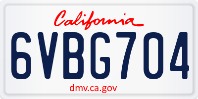 CA license plate 6VBG704
