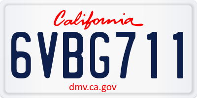 CA license plate 6VBG711
