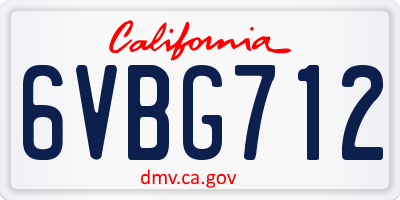 CA license plate 6VBG712