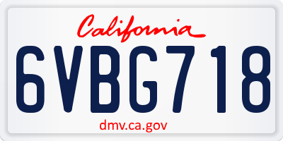CA license plate 6VBG718