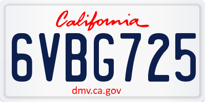 CA license plate 6VBG725