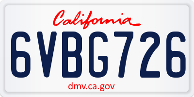 CA license plate 6VBG726