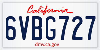 CA license plate 6VBG727