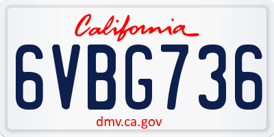 CA license plate 6VBG736