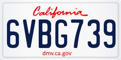 CA license plate 6VBG739