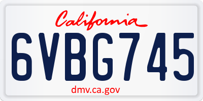 CA license plate 6VBG745