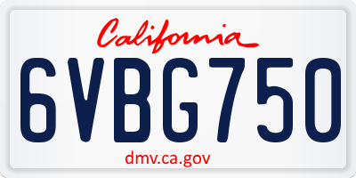 CA license plate 6VBG750