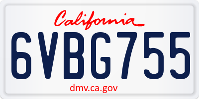 CA license plate 6VBG755