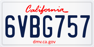 CA license plate 6VBG757