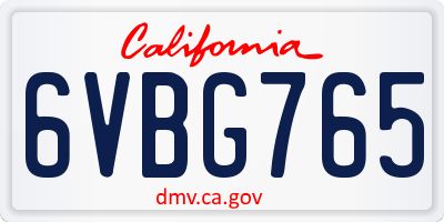CA license plate 6VBG765
