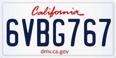 CA license plate 6VBG767