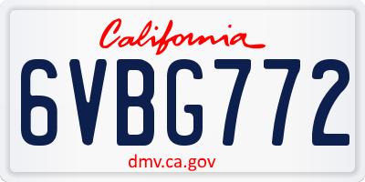 CA license plate 6VBG772