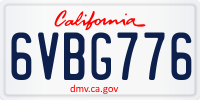 CA license plate 6VBG776