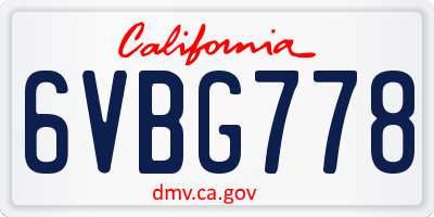 CA license plate 6VBG778