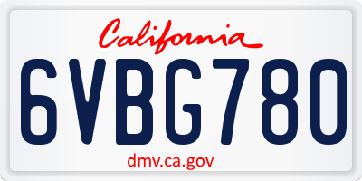 CA license plate 6VBG780