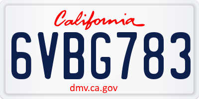 CA license plate 6VBG783