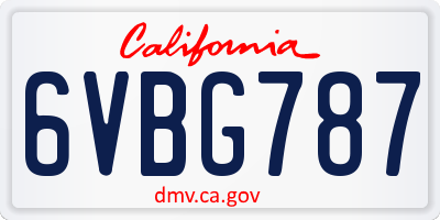 CA license plate 6VBG787