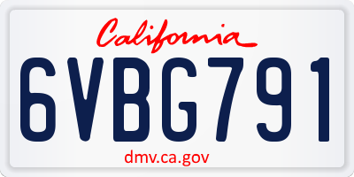 CA license plate 6VBG791