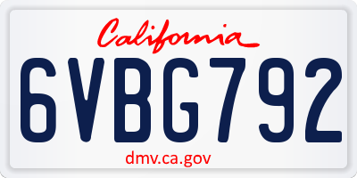 CA license plate 6VBG792