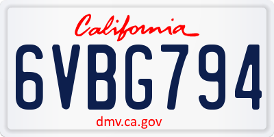 CA license plate 6VBG794