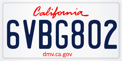 CA license plate 6VBG802