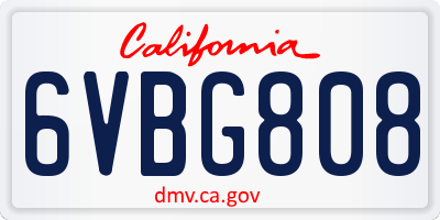 CA license plate 6VBG808