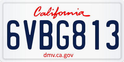 CA license plate 6VBG813