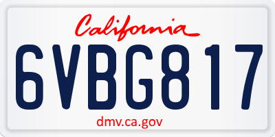 CA license plate 6VBG817