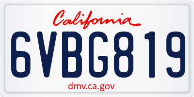 CA license plate 6VBG819