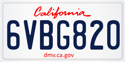 CA license plate 6VBG820