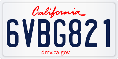 CA license plate 6VBG821