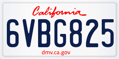 CA license plate 6VBG825