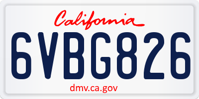CA license plate 6VBG826