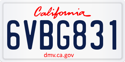CA license plate 6VBG831