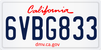 CA license plate 6VBG833